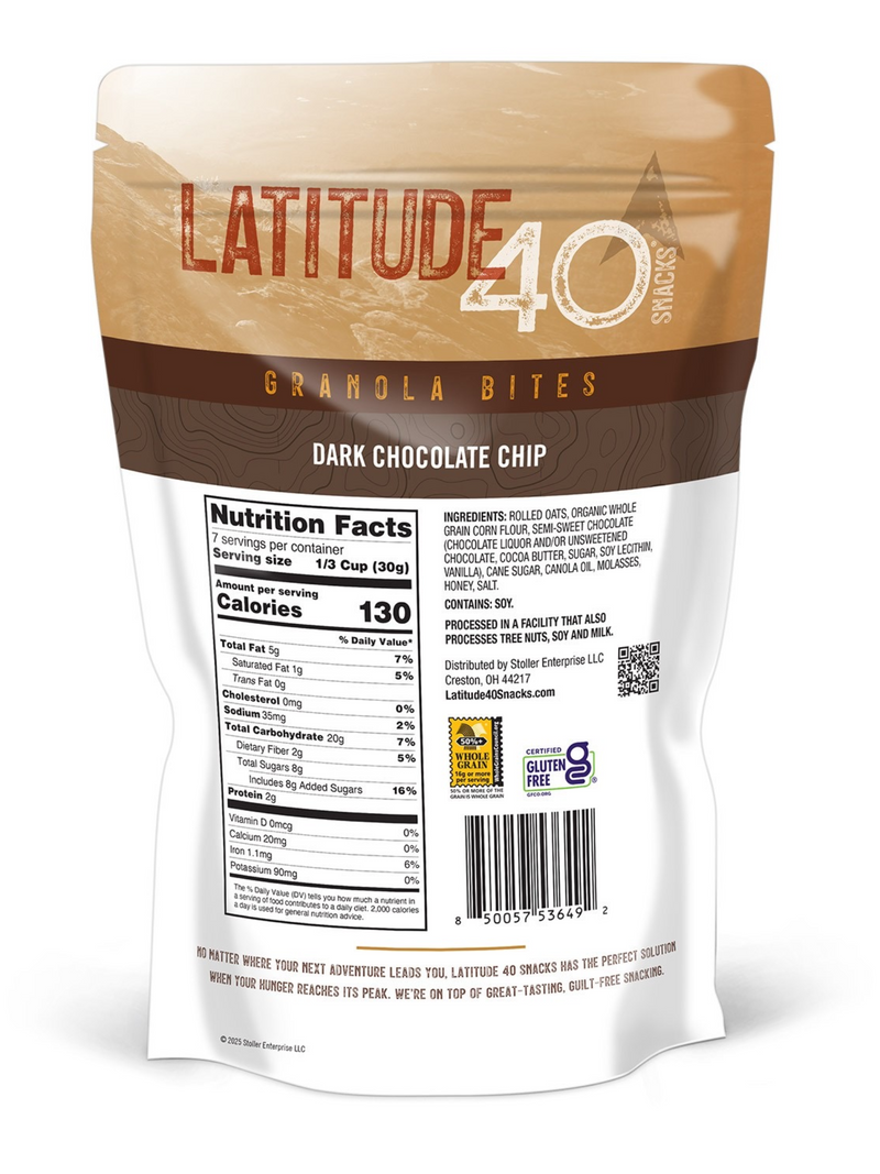Dark Chocolate Chip Granola Bites | Latitude 40 Snacks